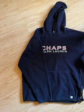 Vintage Chaps Ralph Lauren Navy Fleece Full Zip Jacket Embroidered L